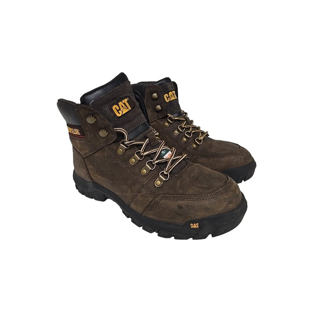 CATERPILLAR Men's Outline Steel Toe Steel Plate Leather Boots P720996 Brown 9W